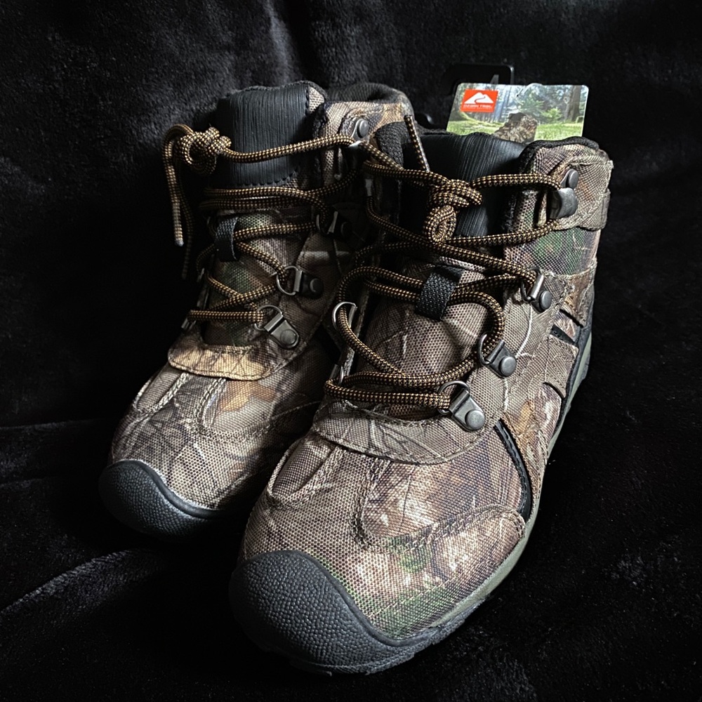 Ozark Trail Boys Camo Print High Top Hiking Boots